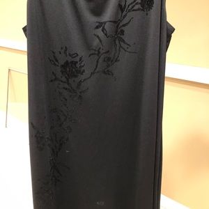 Long black polyester knit dress